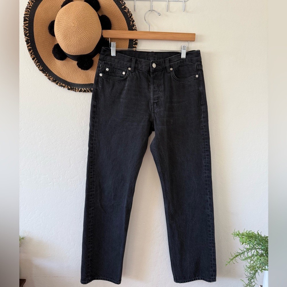 Arket Loose Organic Cotton Black Straight Leg Jeans Size 30/32 - Picture 2 of 15